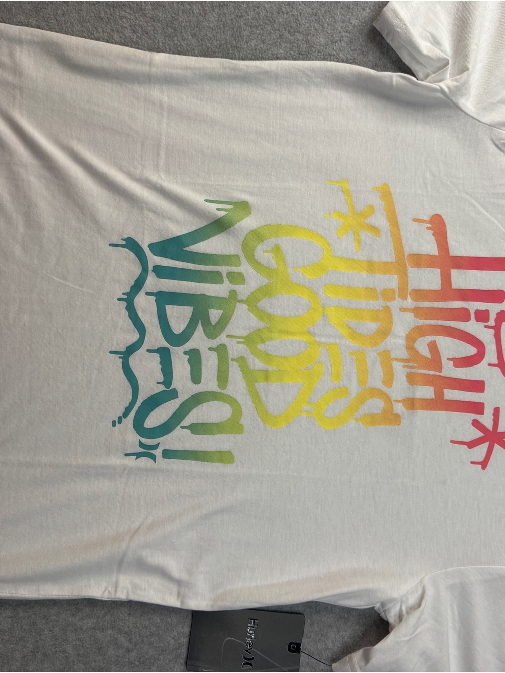 Boys Hurley White Tee with Rainbow Gradient Graphic size XL 13-15 years